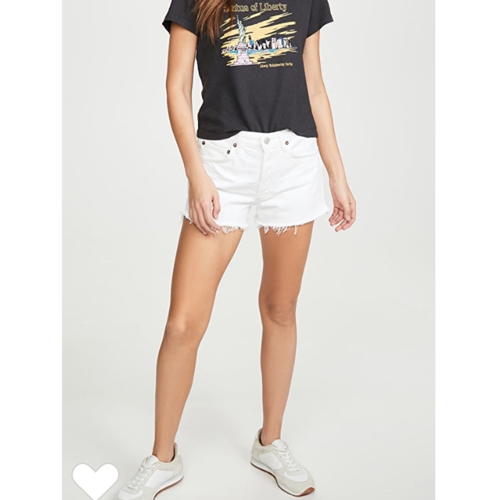 Agolde Parker Vintage Cut Off Shorts in White